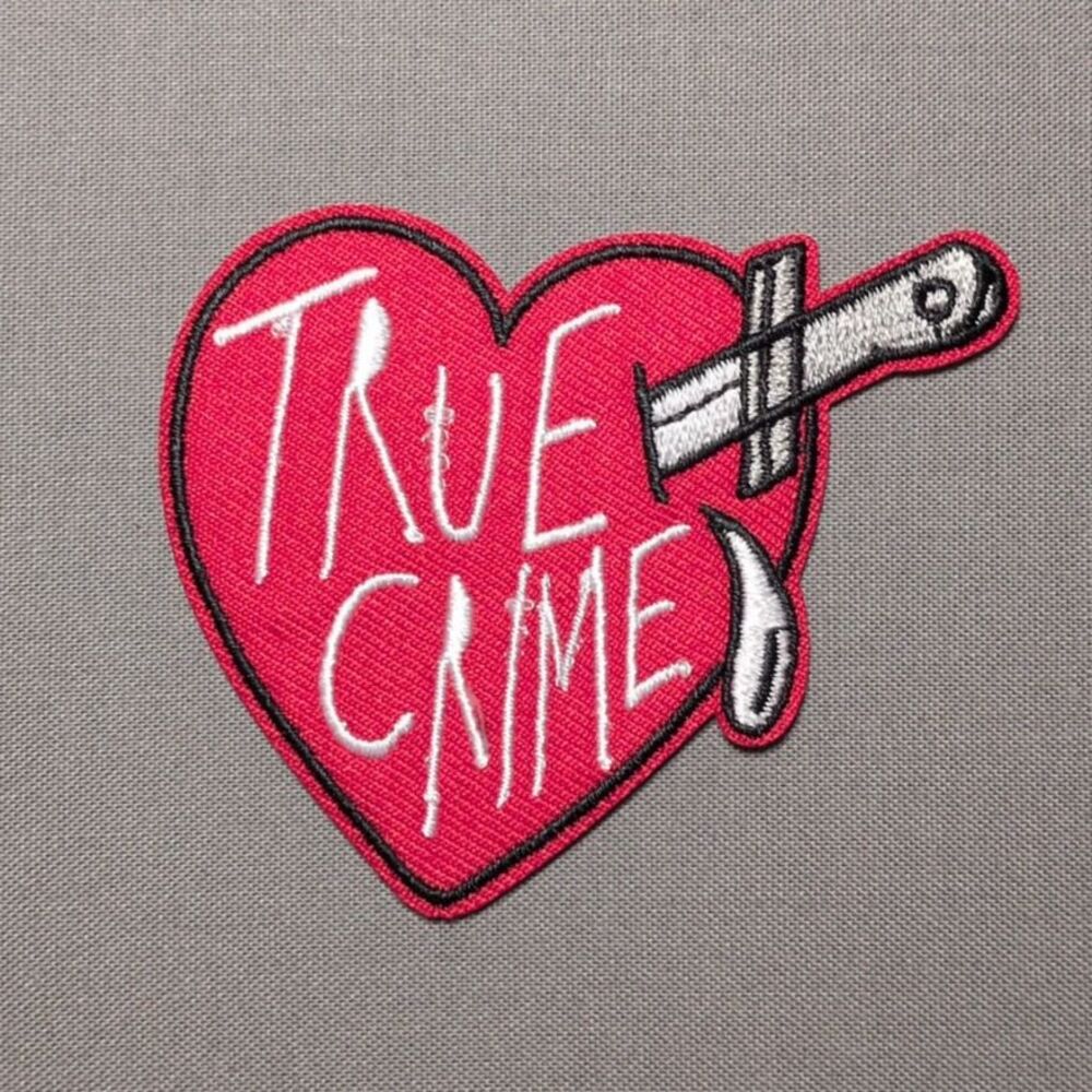 True Crime Knife in Heart Iron On Patch | Gothic Embroidered Patch